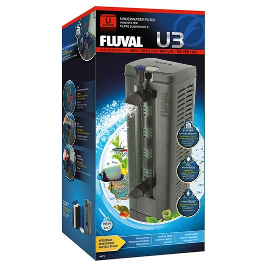 Filtre submersible Fluval U3, pour aquariums contenant de 90 à 150 L (de 24 à 40 gal US)