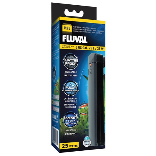 Chauffe-eau submersible P25 Fluval pour aquariums, 25 W - La niche&moi