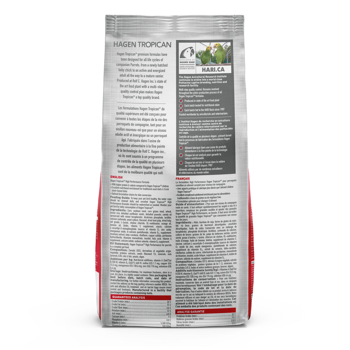Aliment High Performance Tropican pour petits perroquets, granulés, 820 g (1,8 lb) - La niche&amp;moi