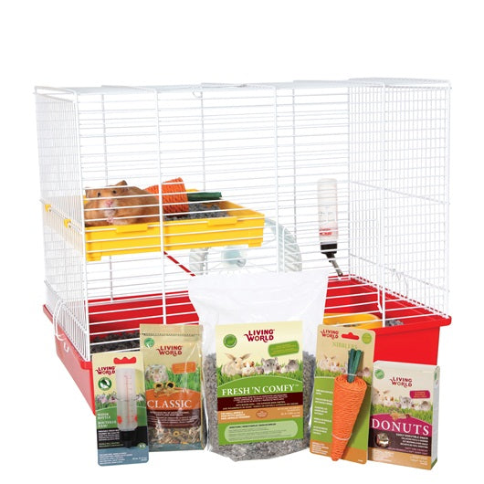 Cage équipée de luxe Living World pour hamster, L. 46 x l. 29 x H. 37 cm (18 x 11,4 x 14,5 po) - La niche&amp;moi
