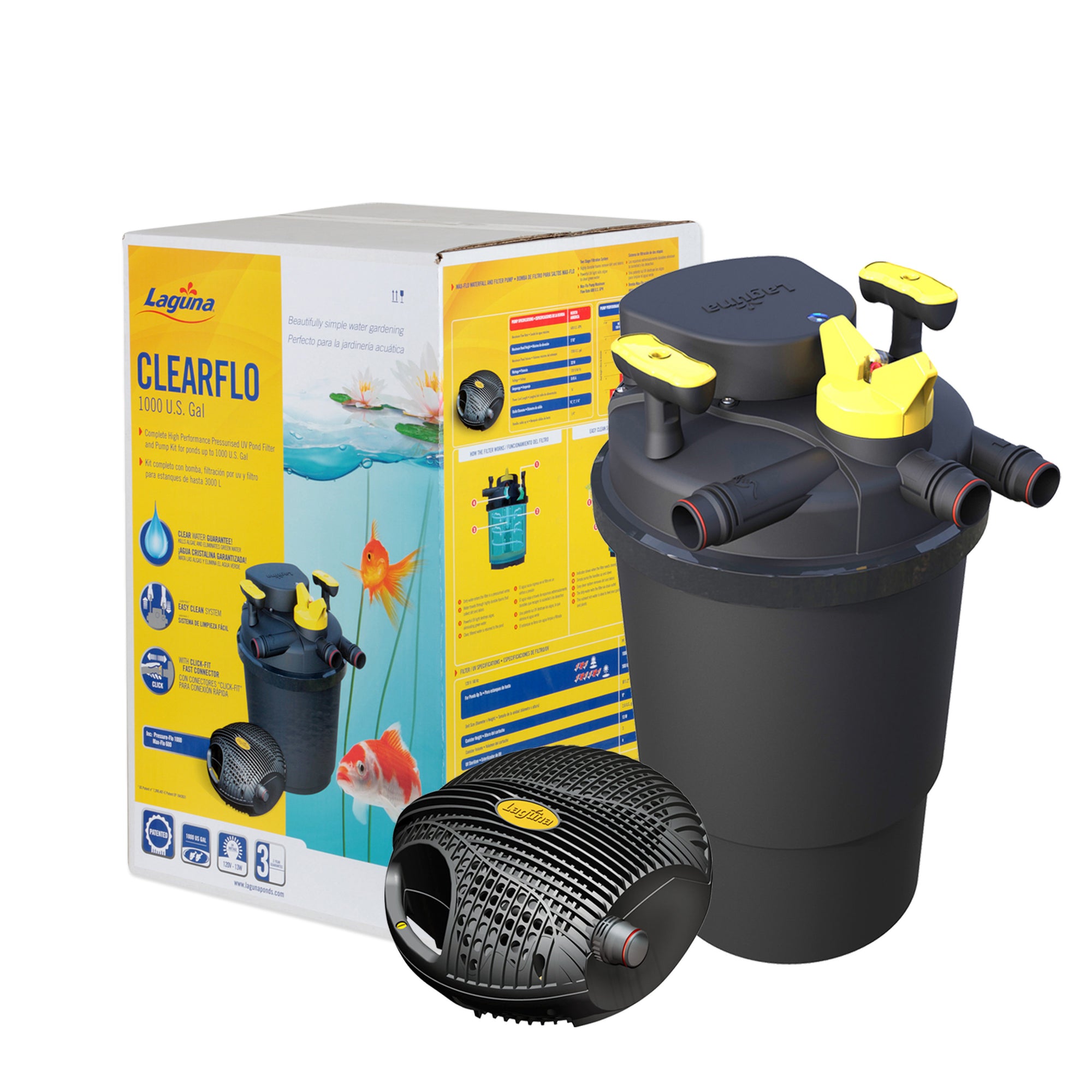 Laguna ClearFlo 1000 Complete Pump, Filter and UV Kit - For ponds up to 1000 US gal (3000 L)