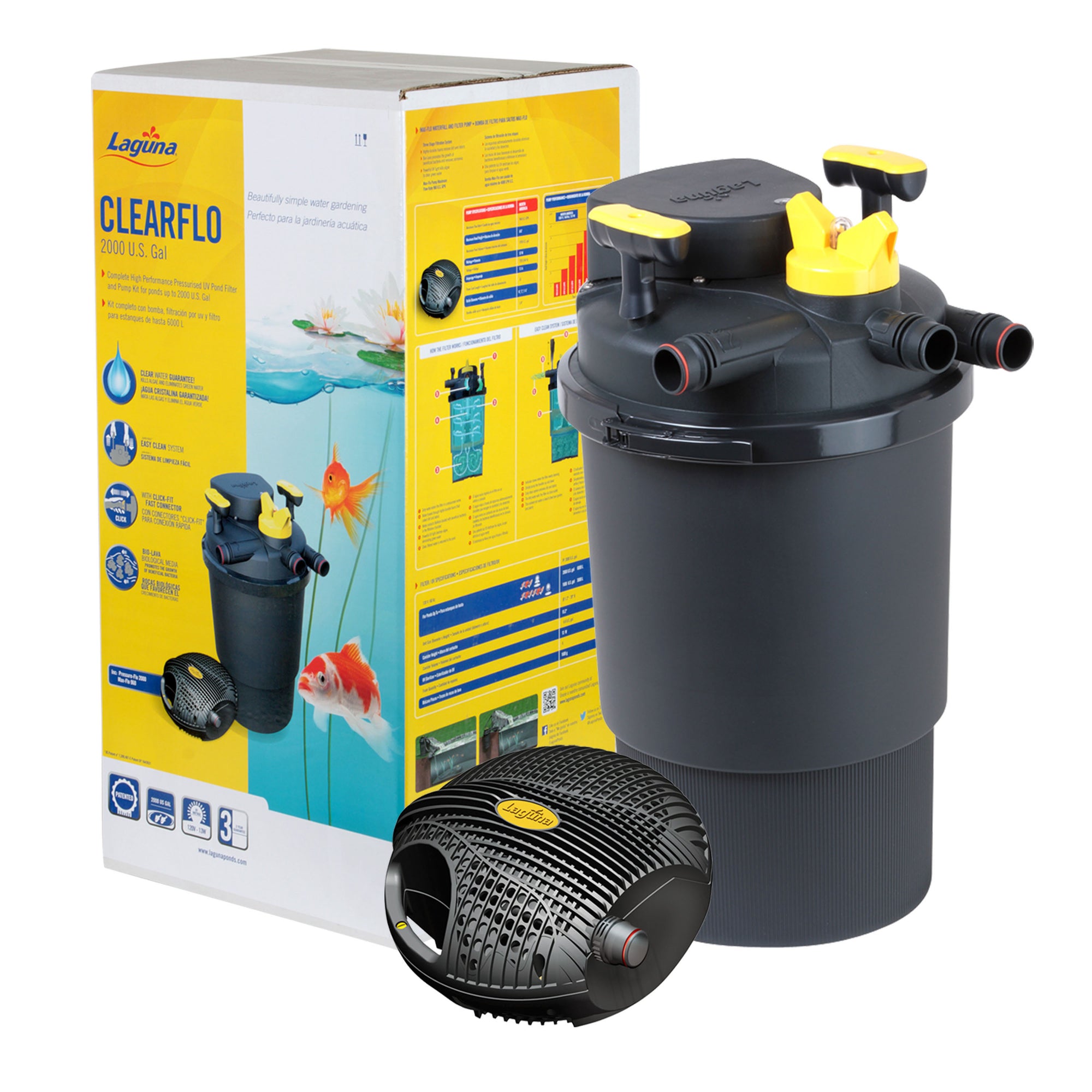 Laguna ClearFlo 2000 Complete Pump, Filter and UV Kit - For ponds up to 2000 US gal (6000 L)