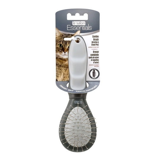 Brosse 2 en 1 Essentials Le Salon, poils de nylon/aiguilles d’acier, petite - La niche&amp;moi