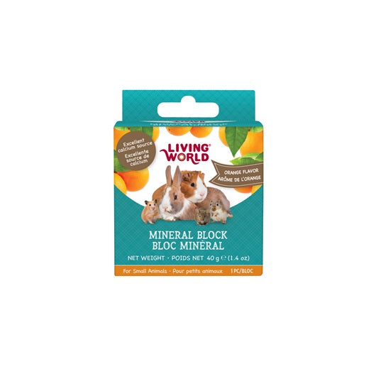 Bloc minéral Living World pour petits animaux, arôme d’orange, petit, 40 g (1,4 oz) - La niche&moi