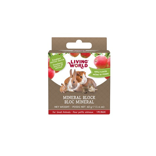 Bloc minéral Living World pour petits animaux, arôme de pomme, petit, 40 g (1,4 oz) - La niche&amp;moi