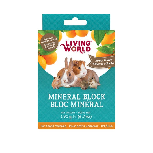 Bloc minéral Living World pour petits animaux, arôme d’orange, grand, 190 g (6,7 oz) - La niche&moi