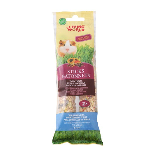 Bâtonnets Living World pour cochons d’Inde, saveur de fruits, 112 g (4 oz), paquet de 2 - La niche&moi