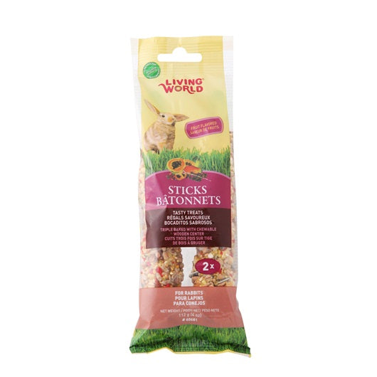 Bâtonnets Living World pour lapins, saveur de fruits, 112 g (4 oz), paquet de 2 - La niche&moi