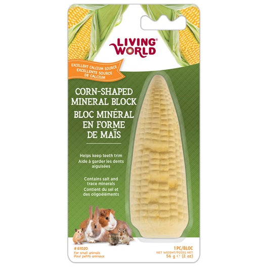 Bloc minéral Living World en forme de maïs pour petits animaux, 56 g (2 oz) - La niche&moi