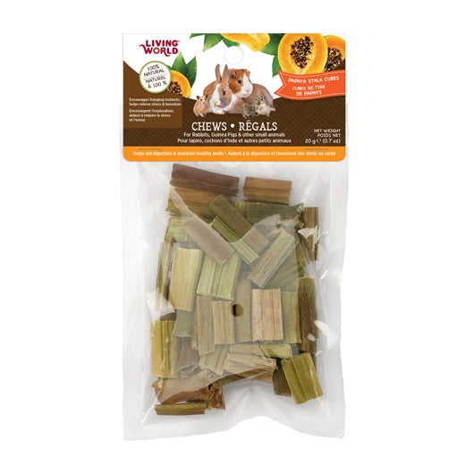 Régals à mâcher Living World pour petit animaux, Cubes de tige de papaye, 20 g (0,7 oz) - La niche&amp;moi