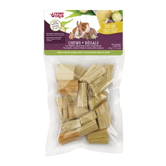 Régals à mâcher Living World pour petit animaux, Cubes de tige de canne à sucre, 40 g (1,4 oz) - La niche&amp;moi