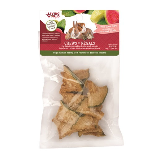 Régals à mâcher Living World pour petit animaux, Croustilles de goyave séchée, 25 g (0,8 oz) - La niche&moi