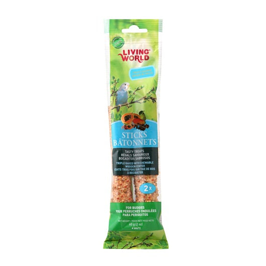 Living World Budgie Sticks - Fruit Flavour - 60 g (2 oz), 2-pack