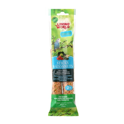 Living World Budgie Sticks - Vegetable Flavour - 60 g (2 oz), 2-pack