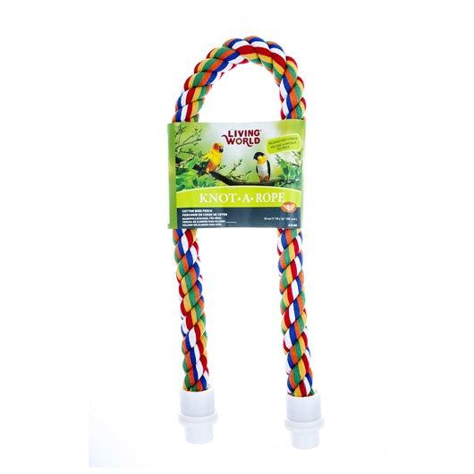 Perchoir Knot-A-Rope Living World en coton, multicolore, diam. 30 mm, long. 90 cm - La niche&moi