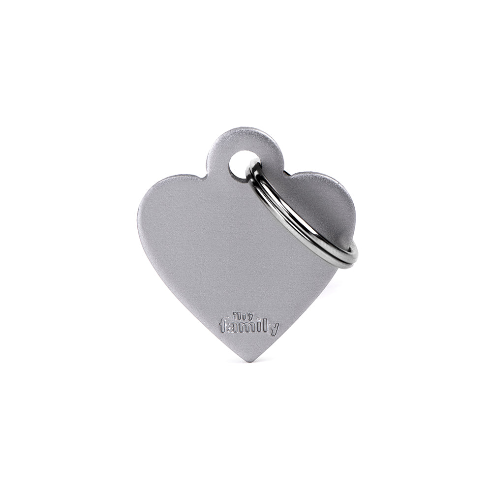 Médaille Coeur en Alluminium Gris Large (inscription sue 2 côtés) - La niche&moi
