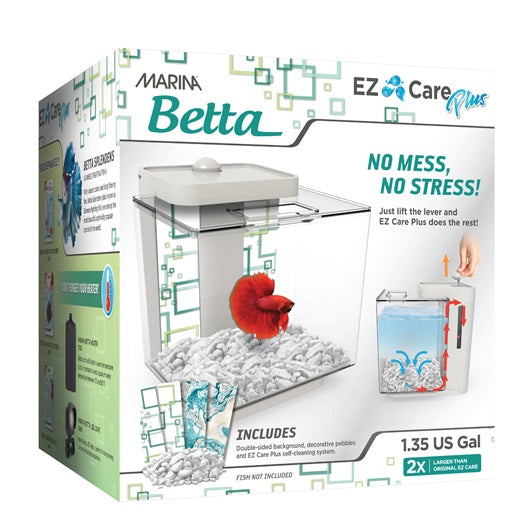 Aquarium équipé EZ Care Plus Marina pour betta, blanc, 5 L (1,35 gal US) - La niche&moi