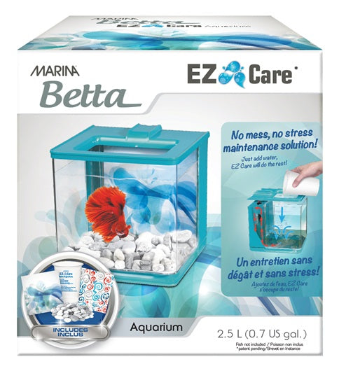 Aquarium équipé EZ Care Marina pour betta, bleu, 2,5 L (0,7 gal US) - La niche&amp;moi