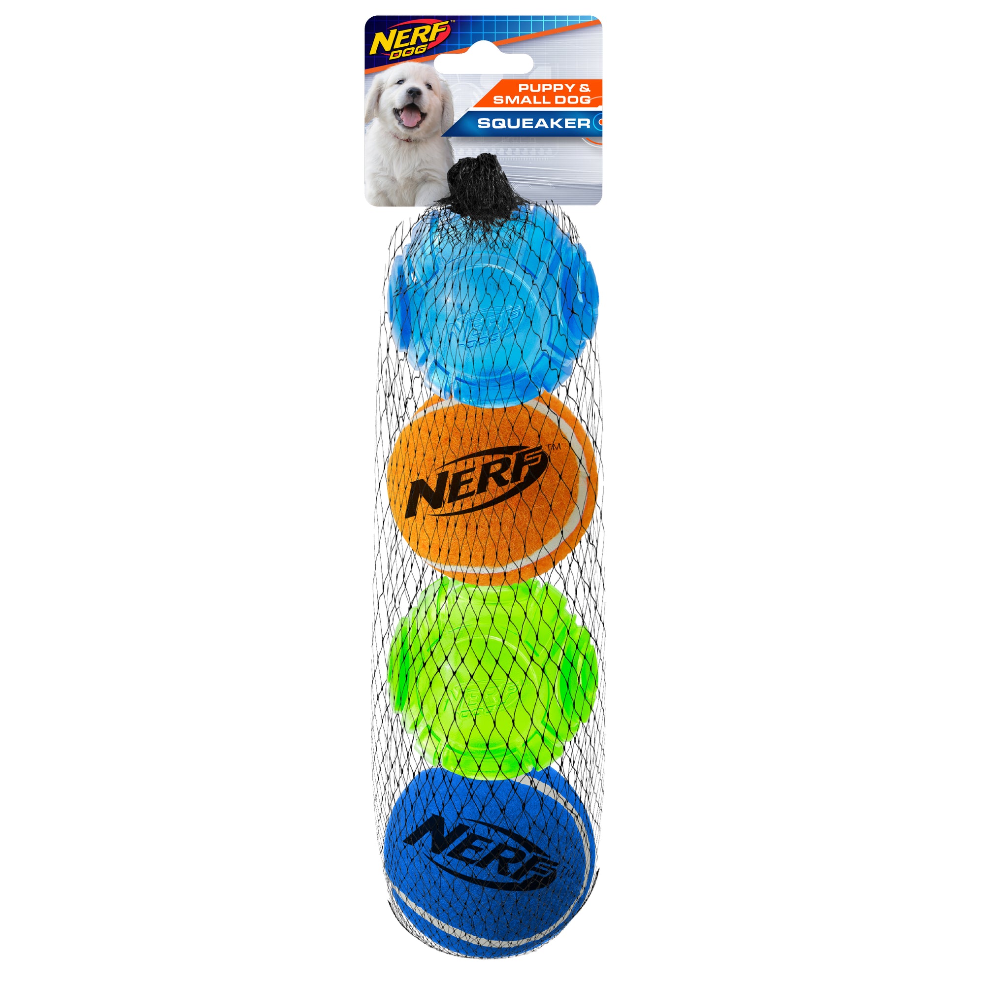 Balles de tennis Sonic en TPR Nerf Dog pour chiots, variété, 5 cm (2 po), paquet de 4