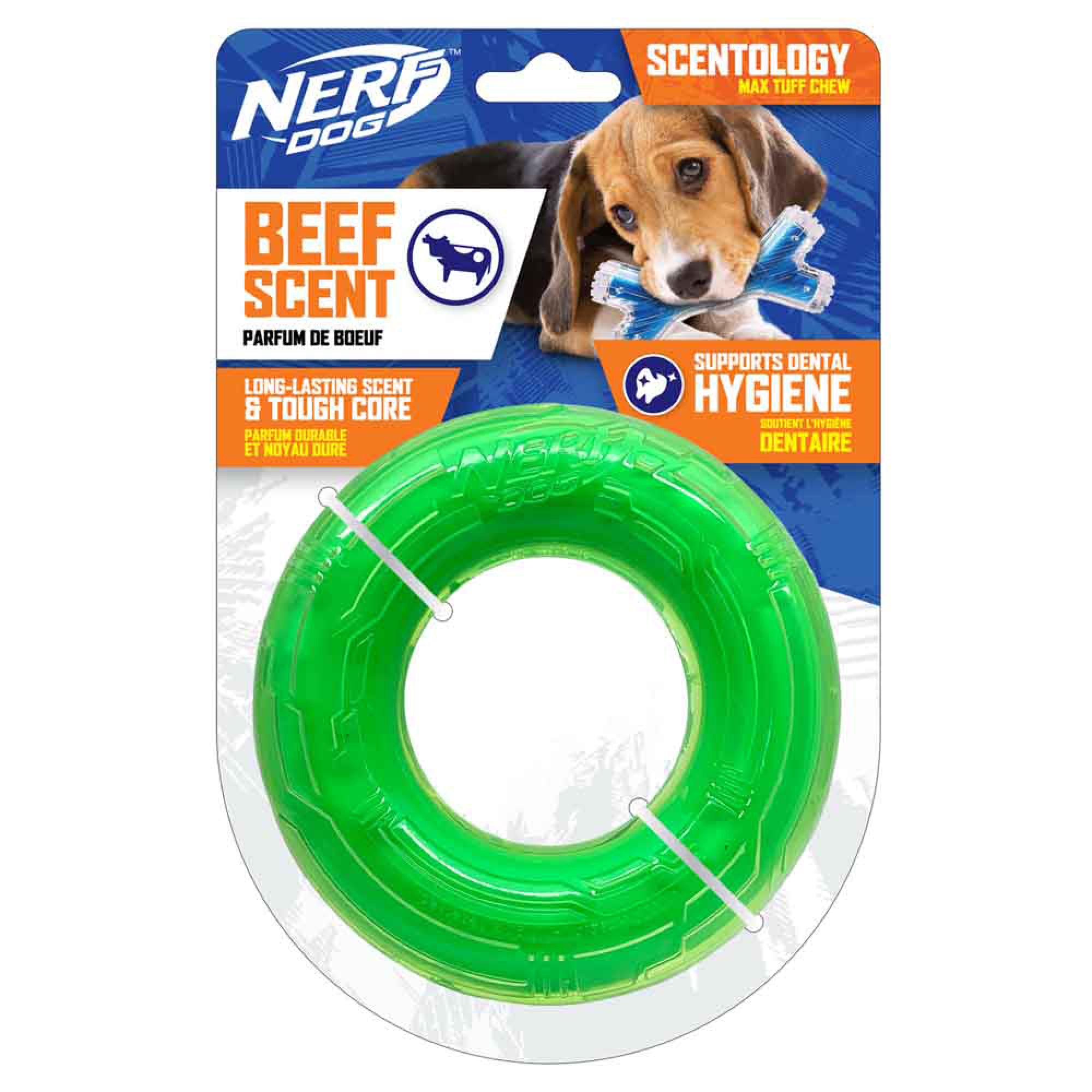 Nerf Dog Scentology Small Ring - Beef Scent - Green - Diam. 12.5 cm (5 in)