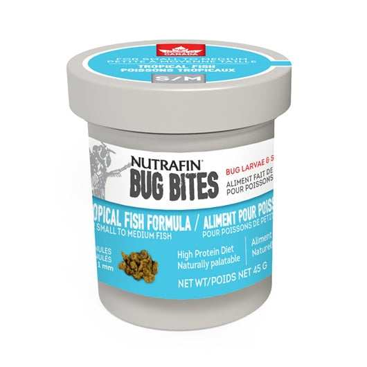 Microgranulés Bug Bites Nutrafin pour poissons tropicaux de petite à moyenne taille, 0,7-1 mm, 45 g - La niche&moi