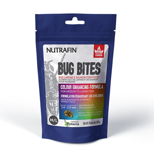 Microgranulés Bug Bites Nutrafin pour rehausser les couleurs des poissons de moyenne à grande taille, 1,4-2 mm, 100 g (3,5 oz) - La niche&amp;moi