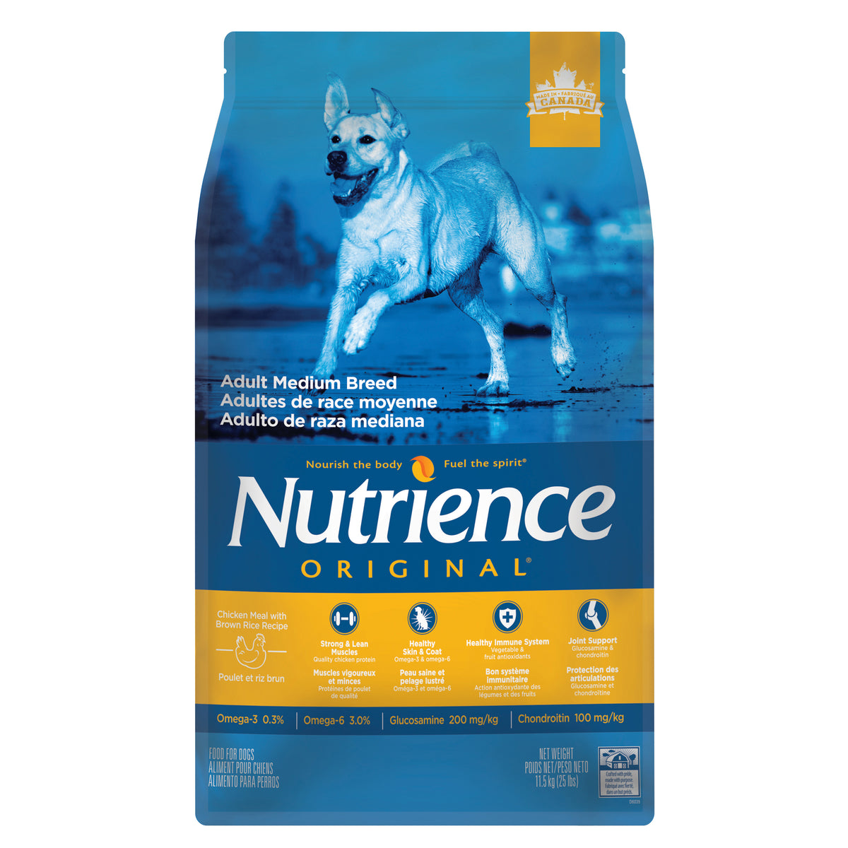 Nutrience Original, Adultes de race moyenne, Poulet et riz brun, 11,5 kg - La niche&amp;moi