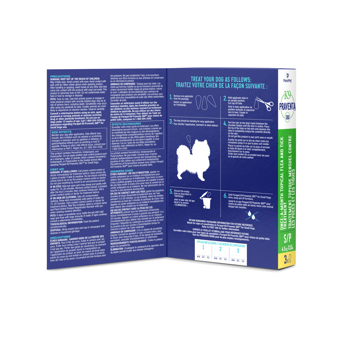 K9 Praventa 360 traitement contre les puces et les tiques pour chiens de petite taille jusqu’à 4,5 kg, 3 tubes - La niche&amp;moi