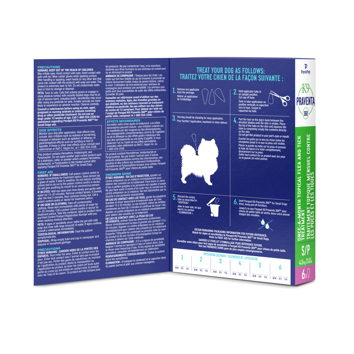 K9 Praventa 360 traitement contre les puces et les tiques pour chiens de petite taille jusqu’à 4,5 kg, 6 tubes - La niche&amp;moi