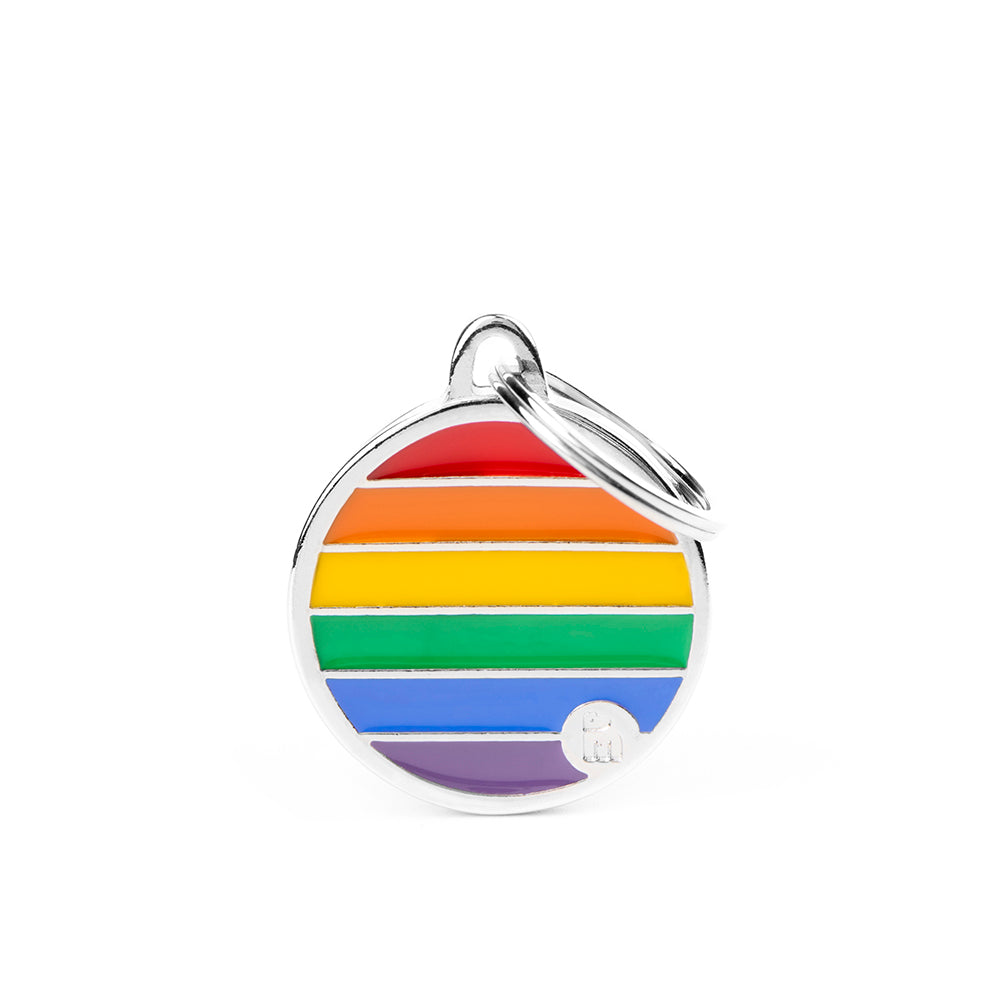 ID Tag Round Rainbow Small (inscription on 1 side only)