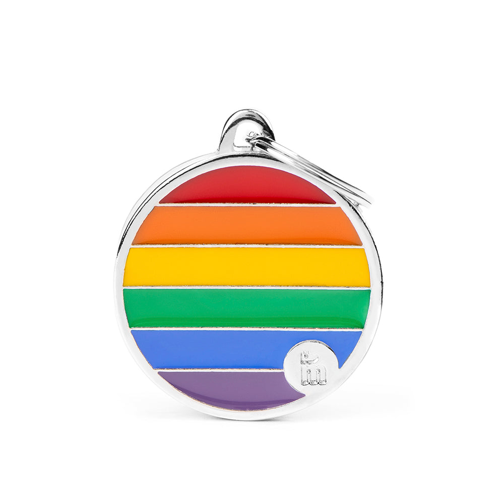 ID Tag Rainbow Round Large (inscription on 1 side only)