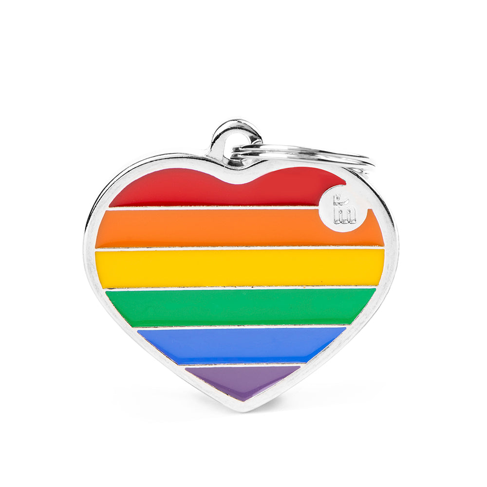 ID Tag Rainbow Heart  (inscription on 1 side only)