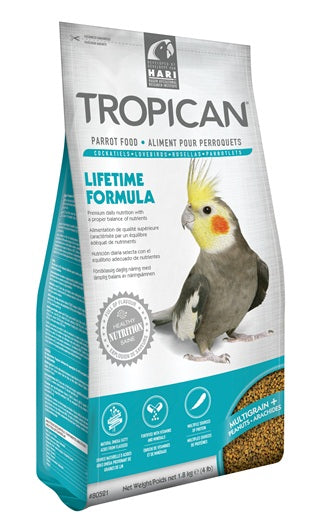 Aliment Lifetime Tropican pour perruches calopsittes, granulés de 2 mm - La niche&amp;moi