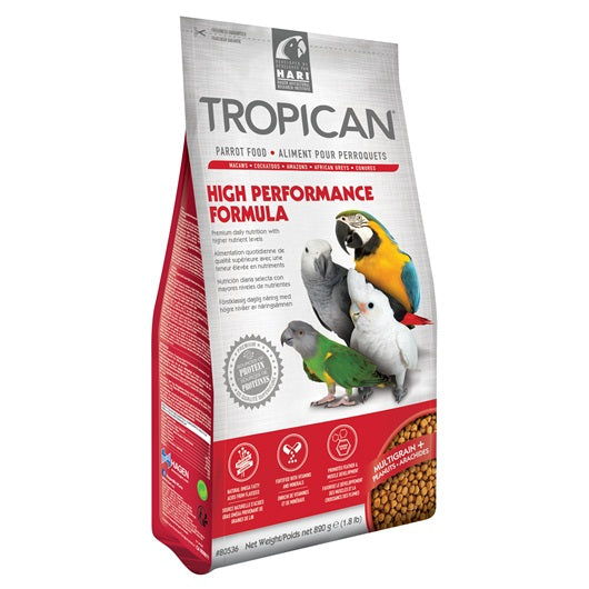 Aliment Tropican High Performance pour perroquets, granulés de 4 mm, 820 g (1,8 lb) - La niche&moi
