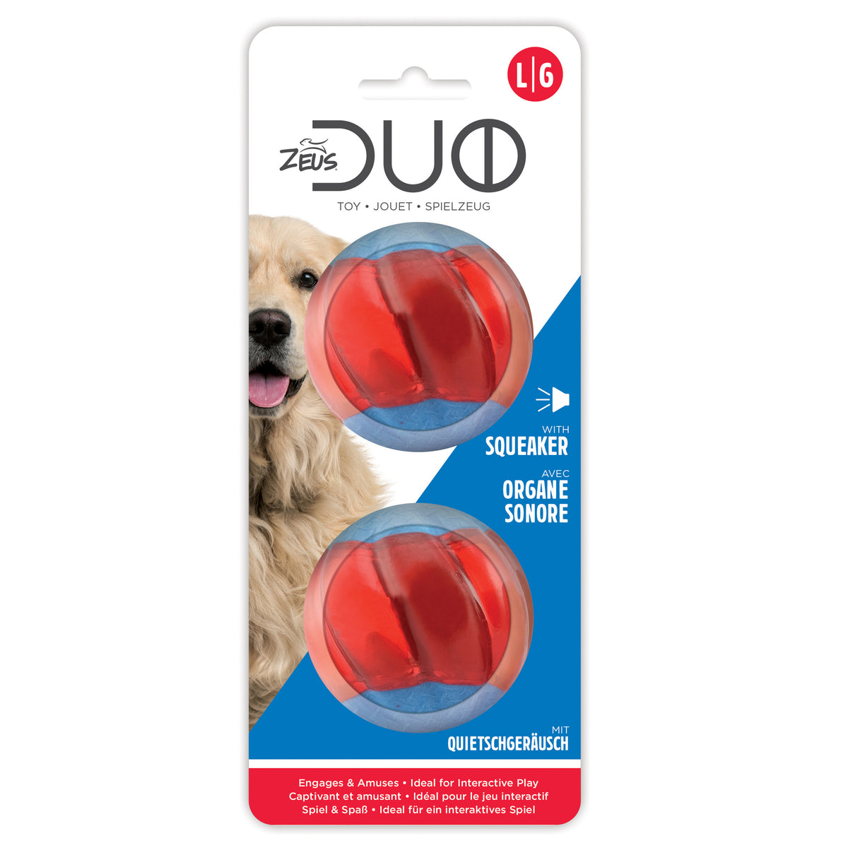 Balle Duo Zeus avec organe sonore, paquet de 2, diam. 6,3 cm (2,5 po) - La niche&amp;moi