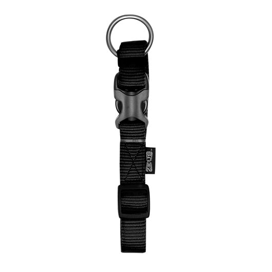 Zeus Adjustable Nylon Dog Collar - Black - Medium - 1.5 cm x 28 cm-40 cm (1/2" x 11"-16")