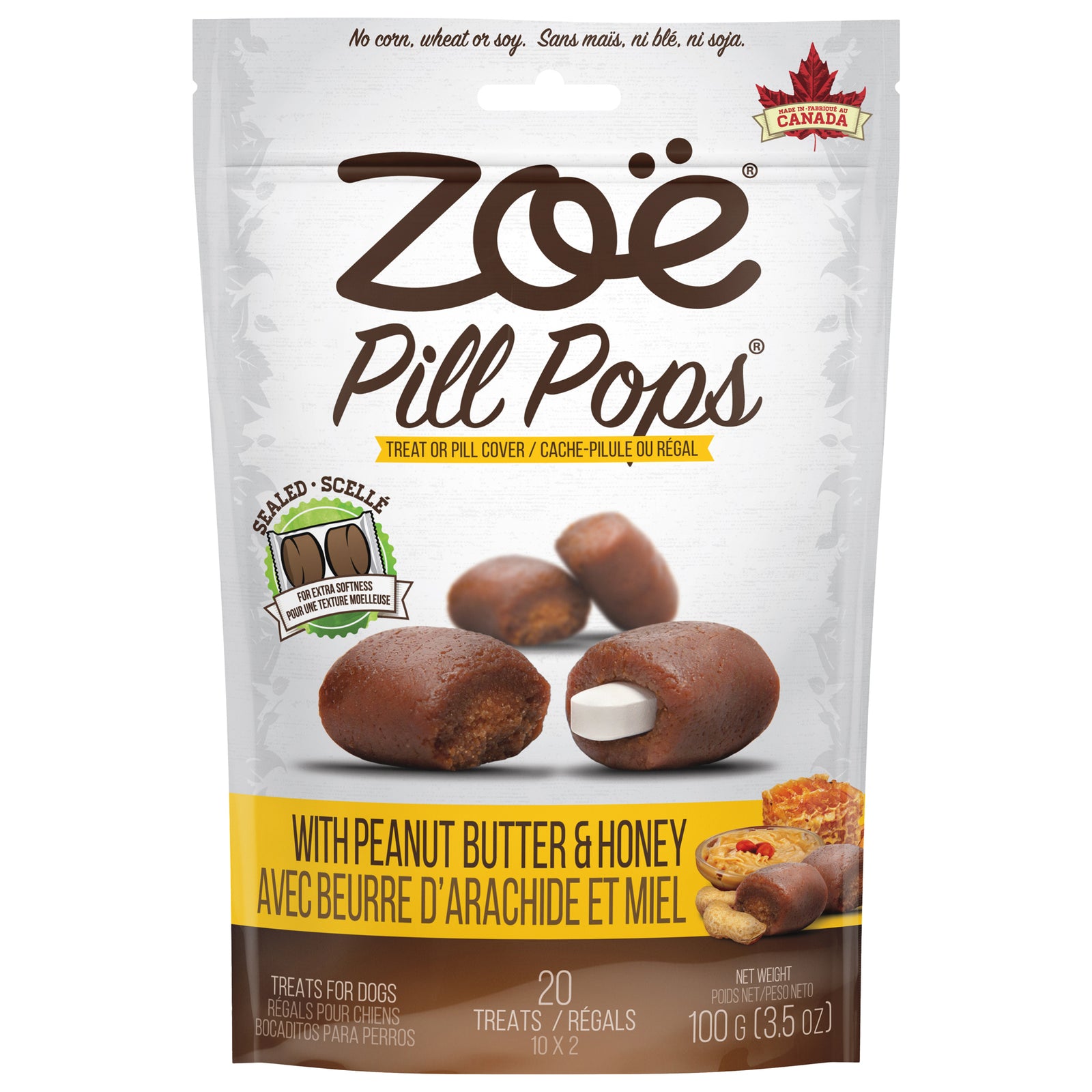 Régals Pill Pops Zoë, Beurre d’arachide avec miel, 100 g (3,5 oz) - La niche&moi