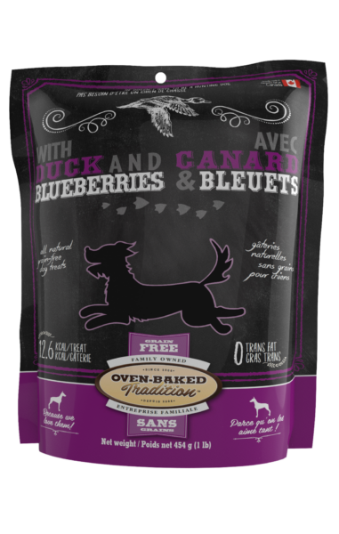 Natural Grain Free Dog Treats Oven-Baked – Duck and Blueberries 454 g (1 lb)