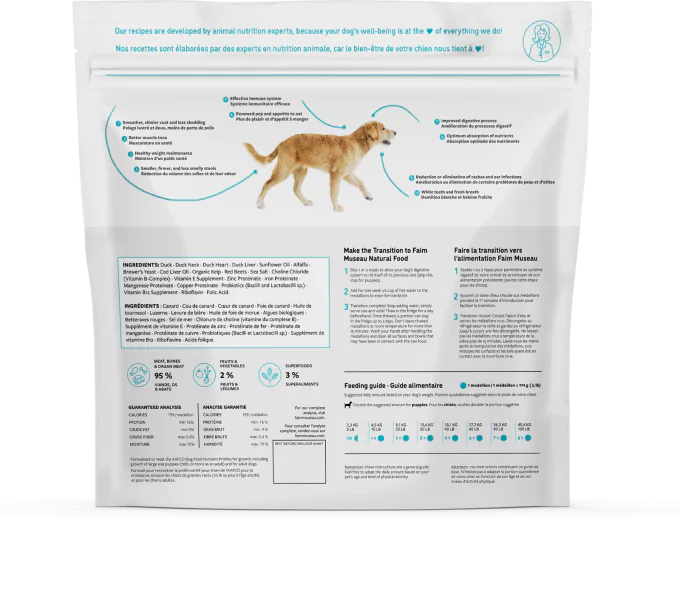 Canard Hypoallergénique de Faim Museau 6lb (24 médaillons) - La niche&amp;moi