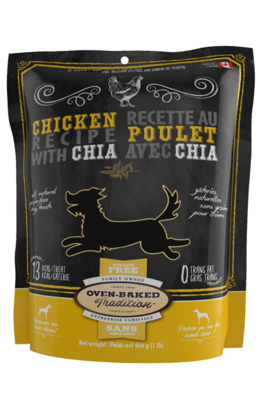 Gâteries Sans Grains Naturelles pour Chiens Oven-Baked – Poulet &amp; Chia 454 g (1 lb) - La niche&amp;moi