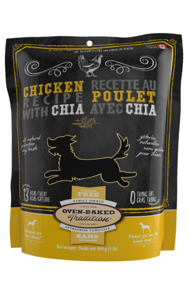 Oven-Baked Natural Grain Free Dog Treats - Chicken & Chia 454 g (1 lb.)