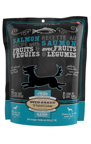 Gâteries Sans Grains Naturelles pour Chiens Oven-Baked Tradition– Saumon avec Fruits et Légumes 454 g. (1 lb) - La niche&amp;moi